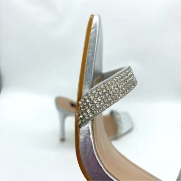 Aqua Aq Lexa Rhinestone Metallic Slip On Heels New - Picture 10 of 16